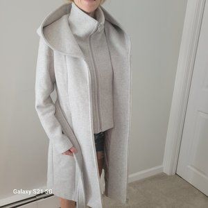 SOIA & KYO Adison Silverash Long Wool Coat with belt and hood, Women's Medium